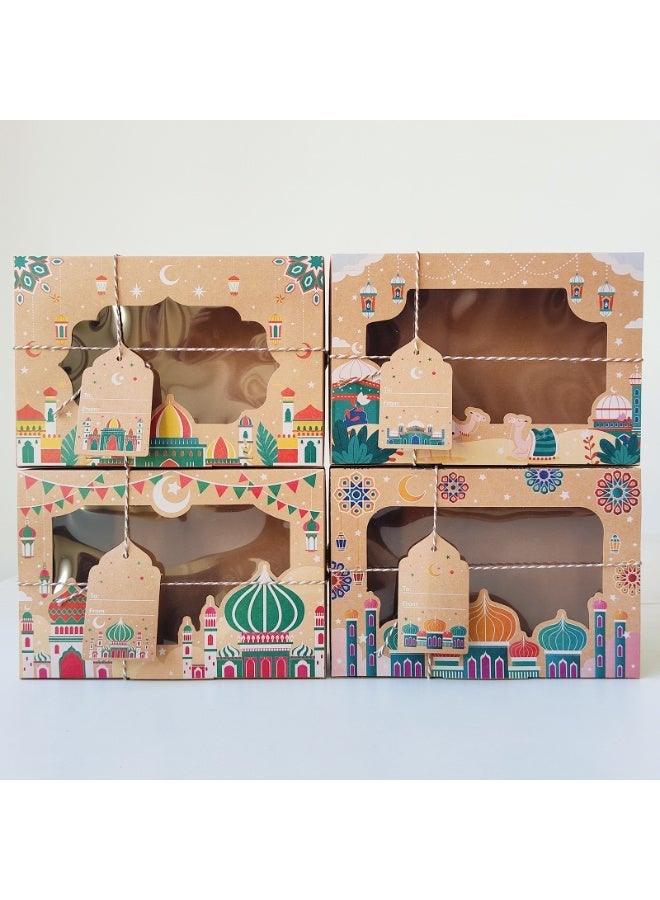 Kraft Paper Gift Boxes, Middle Eastern New Year Pvc Windowed Kraft Paper Packaging Boxes, New Year Party Decorations - 12-Pack - Image 3